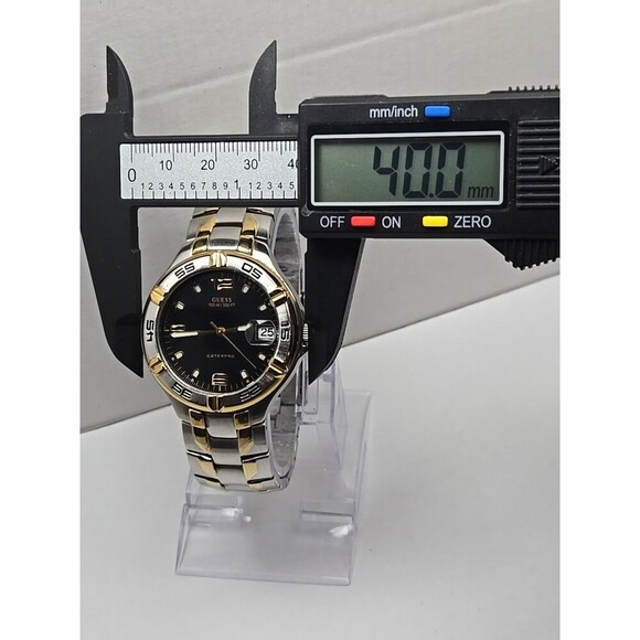 Guess Waterpro G66036G Mens Two Tone 100M Quartz Watch Date Bezel New Battery - Picture 4 of 9